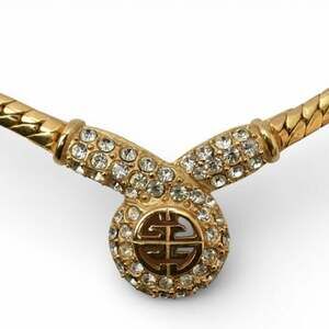 Givenchy necklace, choker, rhinestone, gold, for women